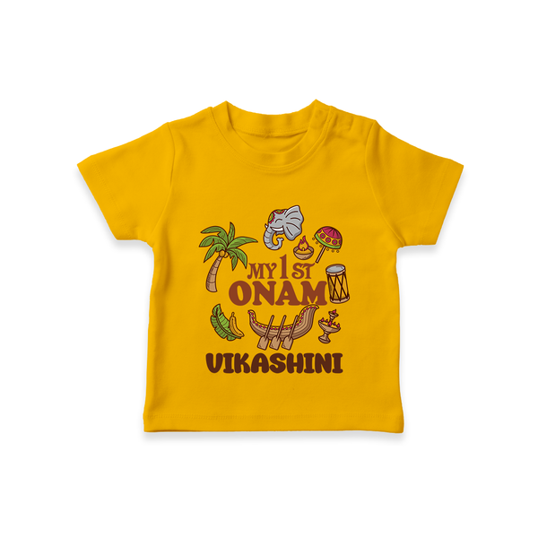 My First Onam Traditional T-Shirt | Custom T-Shirt for Celebrating Onam - CHROME YELLOW - 0-5 Months Old (Chest 17")