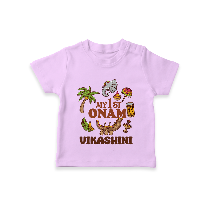 My First Onam Traditional T-Shirt | Custom T-Shirt for Celebrating Onam - LILAC - 0-5 Months Old (Chest 17")