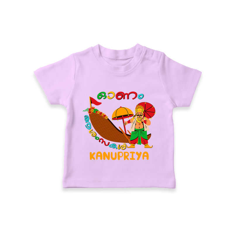 Onam Ashamsakal - Customised Cute T-Shirt for kids - LILAC - 0-5Month Old (Chest 17")