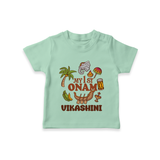 My First Onam Traditional T-Shirt | Custom T-Shirt for Celebrating Onam - MINT GREEN - 0-5 Months Old (Chest 17")