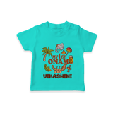 My First Onam Traditional T-Shirt | Custom T-Shirt for Celebrating Onam - TEAL - 0-5 Months Old (Chest 17")