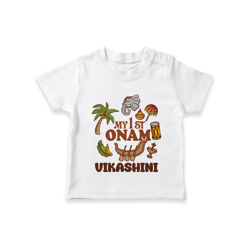 My First Onam Traditional T-Shirt | Custom T-Shirt for Celebrating Onam - WHITE - 0-5 Months Old (Chest 17")