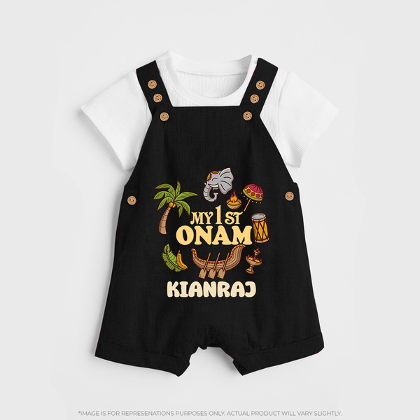 My First Onam Kerala Festival Icons Dungaree - BLACK - 0 - 5 Months Old (Chest 18")