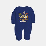 My First Onam Traditional Sleep Suit | Custom Sleep Suit for Celebrating Onam - NAVY BLUE - New Born (Chest 7.5")