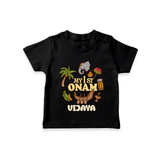 My First Onam Traditional T-Shirt | Custom T-Shirt for Celebrating Onam - BLACK - 0-5 Months Old (Chest 17")