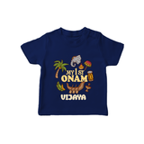 My First Onam Traditional T-Shirt | Custom T-Shirt for Celebrating Onam - NAVY BLUE - 0-5 Months Old (Chest 17")