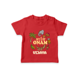 My First Onam Traditional T-Shirt | Custom T-Shirt for Celebrating Onam - RED - 0-5 Months Old (Chest 17")