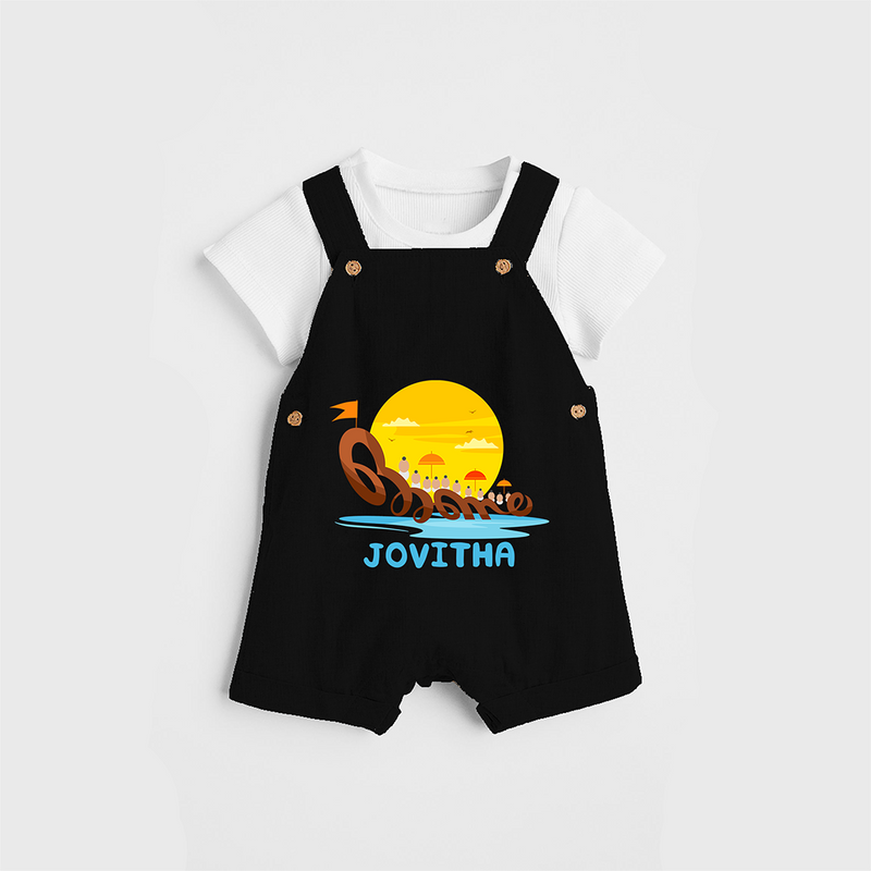 Onam - Customised Dungaree for kids - BLACK - 0 - 5 Months Old (Chest 18")