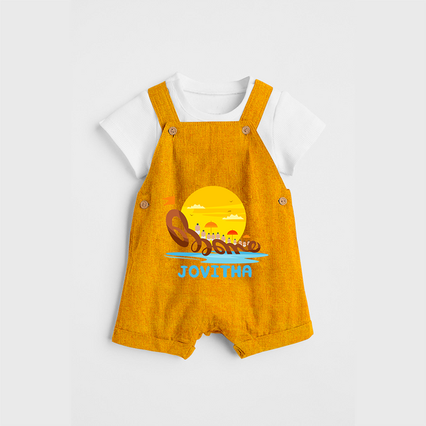 Onam - Customised Dungaree for kids - CHROME YELLOW - 0 - 5 Months Old (Chest 18")