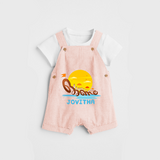 Onam - Customised Dungaree for kids - PEACH - 0 - 5 Months Old (Chest 18")