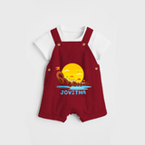 Onam - Customised Dungaree for kids - RED - 0 - 5 Months Old (Chest 18")