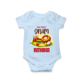 My First Onam Personalized Romper / Onesie | Custom Romper / Onesie to Celebrate Your Baby's First Onam - BABY BLUE - New Born (Chest 14")