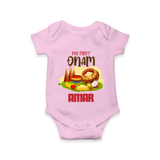 My First Onam Sadhya Feast Romper - BABY PINK - New Born (Chest 14")