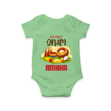 My First Onam Personalized Romper / Onesie | Custom Romper / Onesie to Celebrate Your Baby's First Onam - GREEN - New Born (Chest 14")