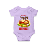 My First Onam Personalized Romper / Onesie | Custom Romper / Onesie to Celebrate Your Baby's First Onam - LILAC - New Born (Chest 14")