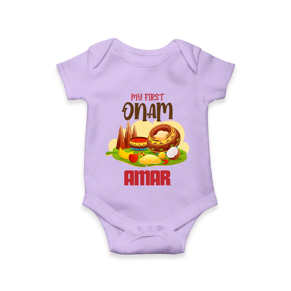 My First Onam Sadhya Feast Romper - LILAC - New Born (Chest 14")