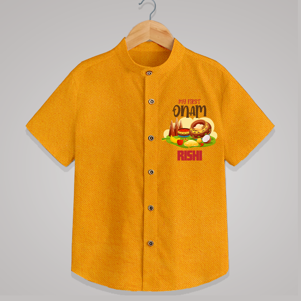 My First Onam Personalized Shirt | Custom Shirt to Celebrate Your Baby's First Onam - CHROME YELLOW - 0 - 6 Months Old (Chest 23")