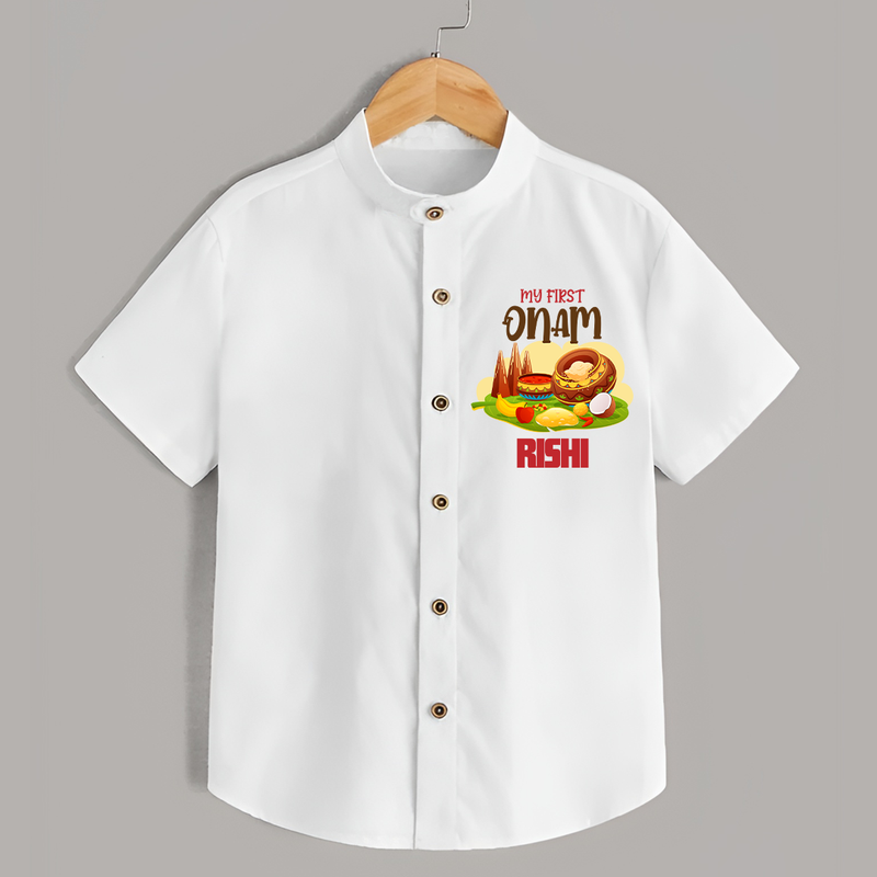 My First Onam Personalized Shirt | Custom Shirt to Celebrate Your Baby's First Onam - WHITE - 0 - 6 Months Old (Chest 23")