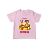 My First Onam Personalized T-Shirt | Custom T-Shirt to Celebrate Your Baby's First Onam - BABY PINK - 0-5 Months Old (Chest 17")
