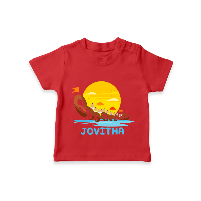 Onam - Customised T-Shirt for kids - RED - 0-5Month Old (Chest 17")