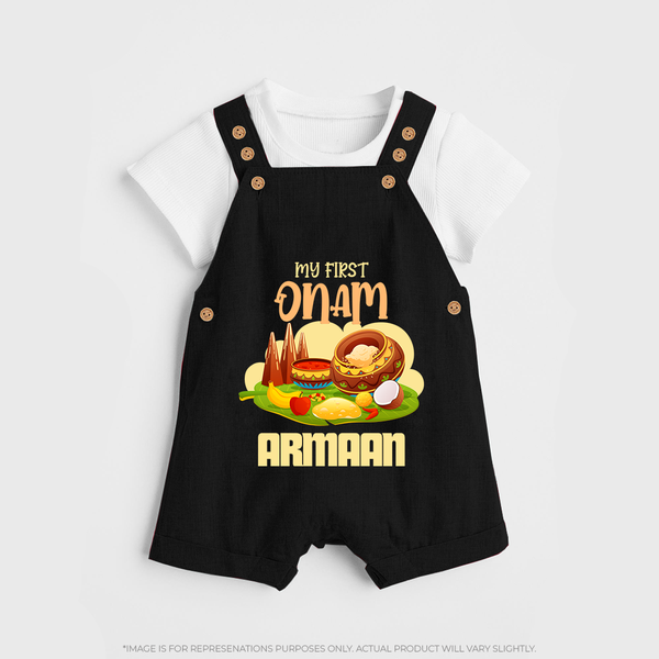 My First Onam Sadhya Feast Dungaree - BLACK - 0 - 5 Months Old (Chest 18")