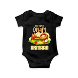My First Onam Sadhya Feast Romper - BLACK - New Born (Chest 14")