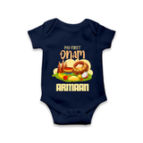 My First Onam Sadhya Feast Romper - NAVY BLUE - New Born (Chest 14")