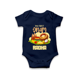My First Onam Personalized Romper / Onesie | Custom Romper / Onesie to Celebrate Your Baby's First Onam - NAVY BLUE - New Born (Chest 14")