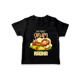My First Onam Personalized T-Shirt | Custom T-Shirt to Celebrate Your Baby's First Onam - BLACK - 0-5 Months Old (Chest 17")