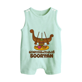Onam Wishes Romper Suit | Personalized Baby Romper Suit for Onam Festival - MINT GREEN - 0 - 5 Months Old (Chest 18")