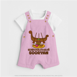 Onam Wishes Dungaree Set | Personalized Baby Dungaree Set for Onam Festival - BABY PINK - 0 - 5 Months Old (Chest 18")