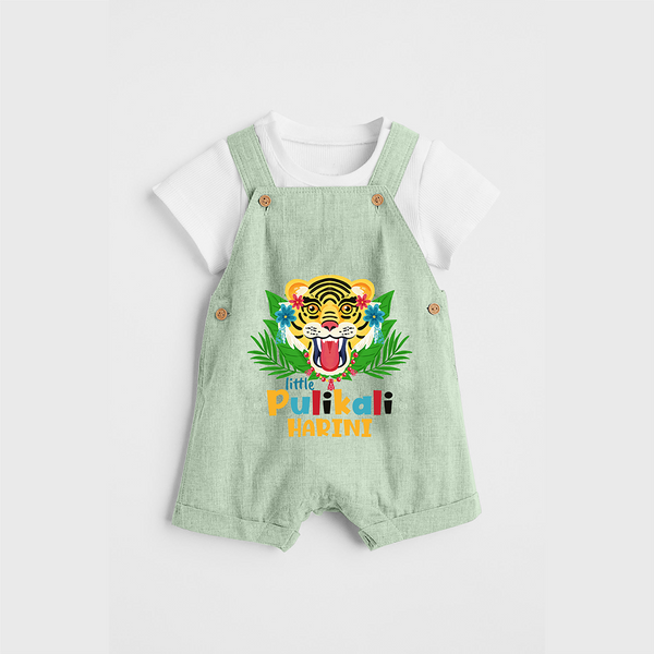 Little Pulikali - Customised Dungaree for kids - MINT GREEN - 0 - 5 Months Old (Chest 18")