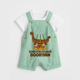 Onam Wishes Dungaree Set | Personalized Baby Dungaree Set for Onam Festival - MINT GREEN - 0 - 5 Months Old (Chest 18")
