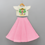 Little Pulikali - Customised Crop Top and Skirt for kids - PINK - 0-6 Month Old (Chest 20") (Frock Waist 20")