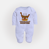 Onam Wishes Sleep Suit | Personalized Baby Sleep Suit for Onam Festival - BABY BLUE - New Born (Chest 7.5")