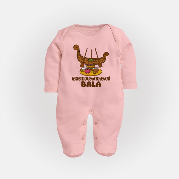 Kerala Snake Boat Festival Full Body Suit - BABY PINK - New Born (Chest 7.5")