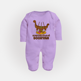Onam Wishes Sleep Suit | Personalized Baby Sleep Suit for Onam Festival - LILAC - New Born (Chest 7.5")