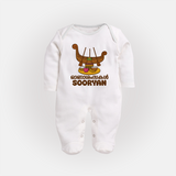 Onam Wishes Sleep Suit | Personalized Baby Sleep Suit for Onam Festival - WHITE - New Born (Chest 7.5")