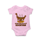 Onam Wishes Romper / Onesie | Personalized Baby Romper / Onesie for Onam Festival - BABY PINK - New Born (Chest 14")