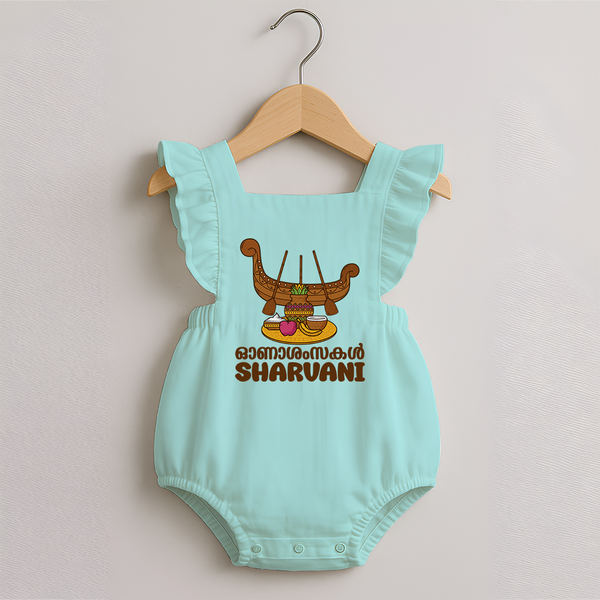 Kerala Snake Boat Festival Romper Frock - MINT GREEN - 0 - 3 Months Old (Chest 19")