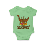 Onam Wishes Romper / Onesie | Personalized Baby Romper / Onesie for Onam Festival - GREEN - New Born (Chest 14")