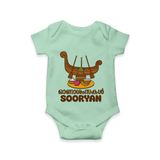 Onam Wishes Romper / Onesie | Personalized Baby Romper / Onesie for Onam Festival - MINT GREEN - New Born (Chest 14")