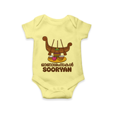 Onam Wishes Romper / Onesie | Personalized Baby Romper / Onesie for Onam Festival - PASTEL YELLOW - New Born (Chest 14")