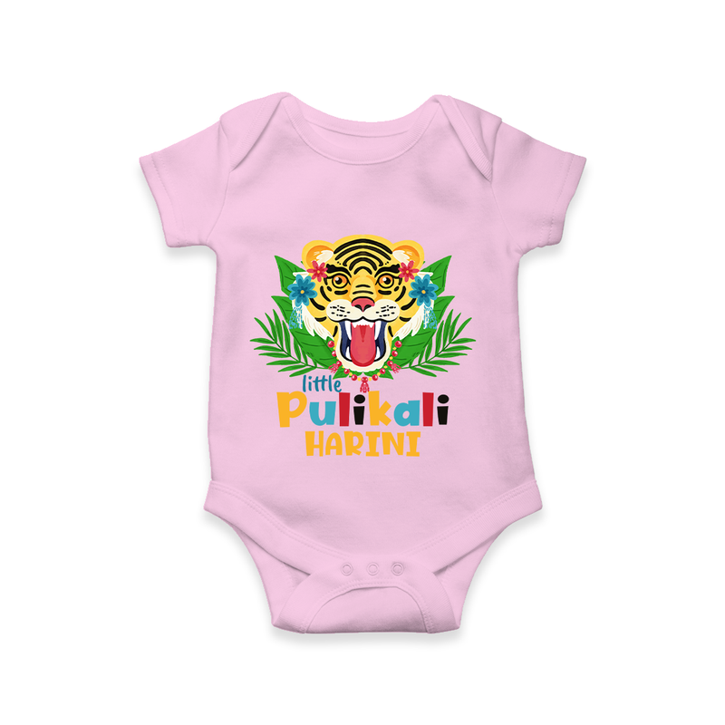 Little Pulikali - Customised Onesies for kids - PINK - 0-3Month Old (Chest 16")