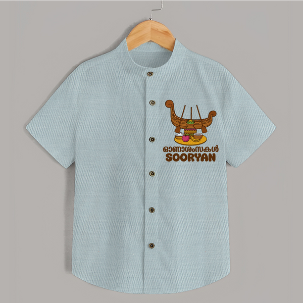 Onam Wishes Shirt | Personalized Baby Shirt for Onam Festival - ARCTIC BLUE - 0 - 6 Months Old (Chest 23")