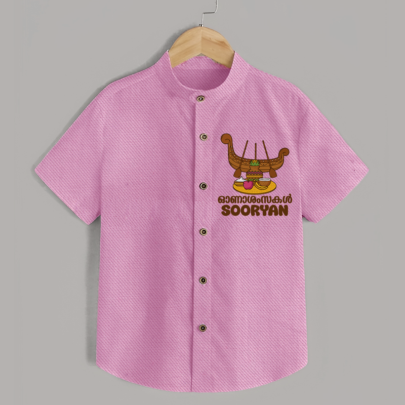 Onam Wishes Shirt | Personalized Baby Shirt for Onam Festival - BABY PINK - 0 - 6 Months Old (Chest 23")