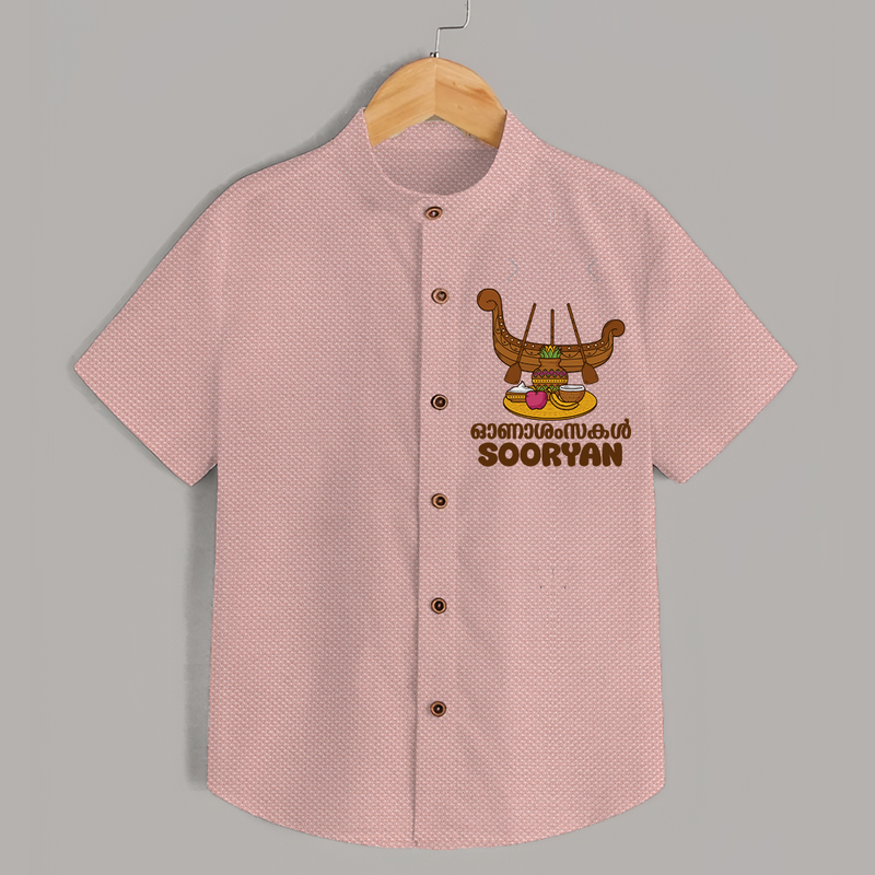 Onam Wishes Shirt | Personalized Baby Shirt for Onam Festival - PEACH - 0 - 6 Months Old (Chest 23")