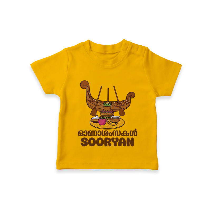 Onam Wishes T-Shirt | Personalized Baby T-Shirt for Onam Festival - CHROME YELLOW - 0-5 Months Old (Chest 17")