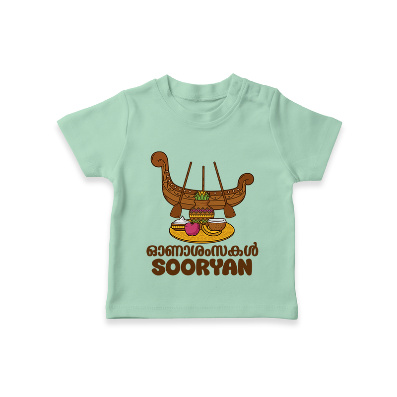 Onam Wishes T-Shirt | Personalized Baby T-Shirt for Onam Festival - MINT GREEN - 0-5 Months Old (Chest 17")