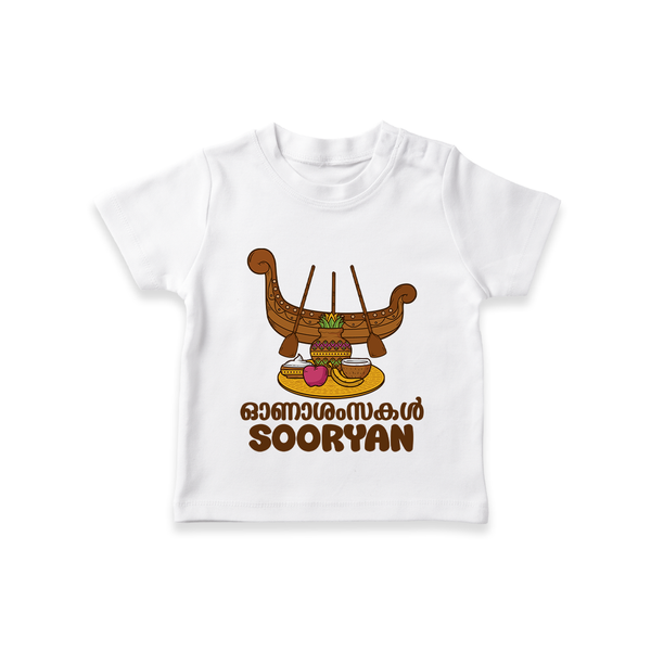 Onam Wishes T-Shirt | Personalized Baby T-Shirt for Onam Festival - WHITE - 0-5 Months Old (Chest 17")